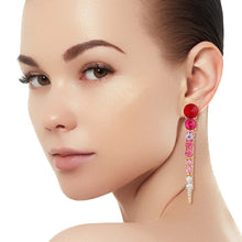 Load image into Gallery viewer, Mixed Red Dangle Stone Earrings