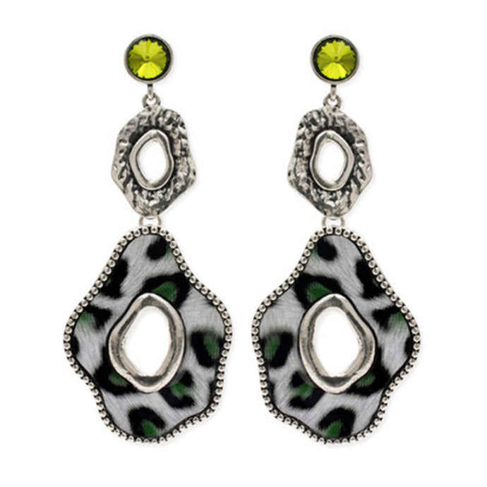 Leopard Drop Earrings Silver-Gold - DSBella